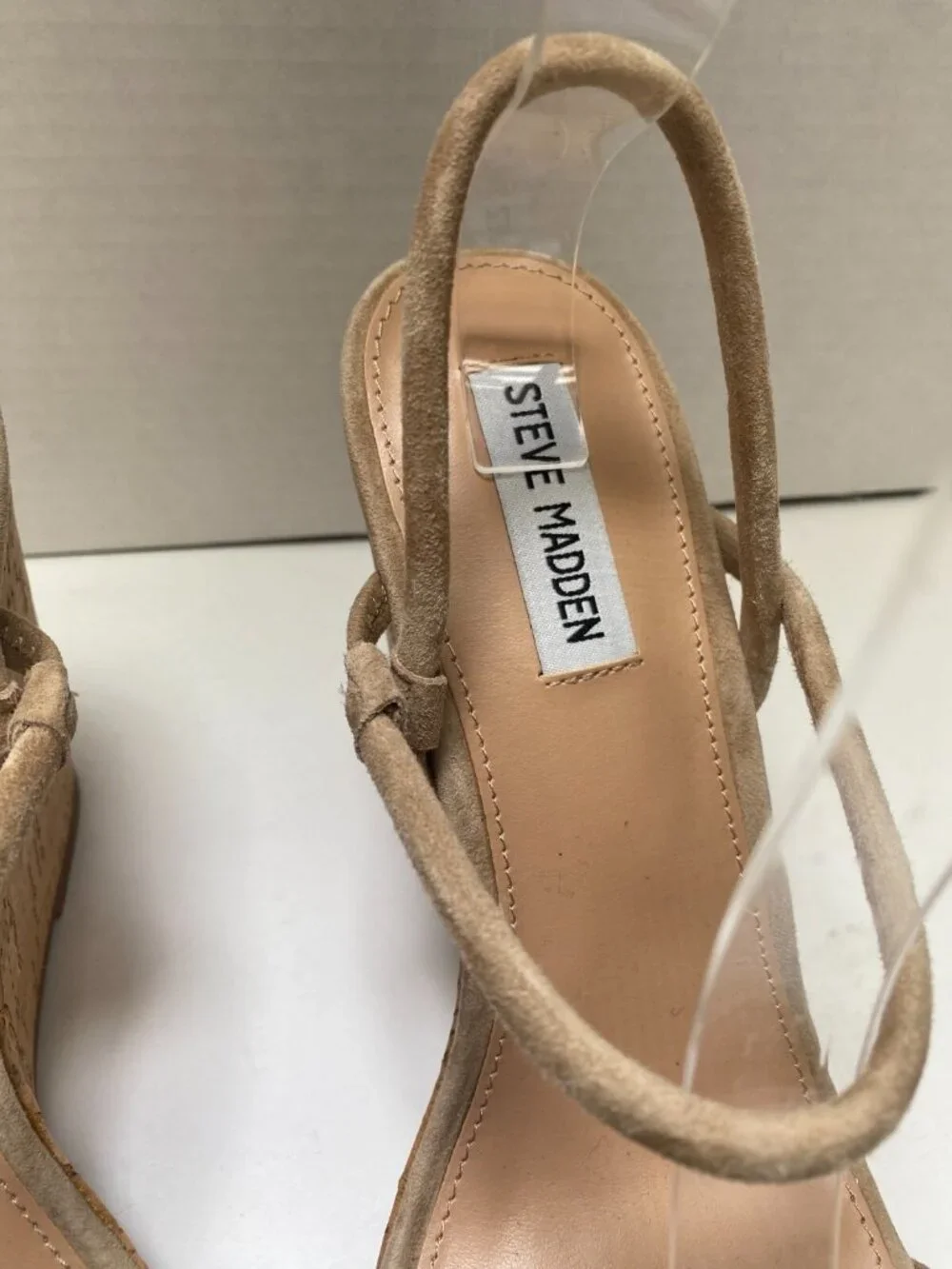 STEVE MADDEN Women's Udell Strappy Tan Suede Platform Wedge Sandals sz 11